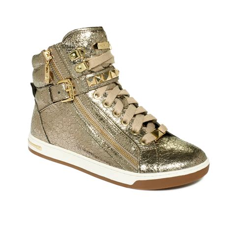 michael kors gold studded high tops|Michael Kors women's wedge sneakers.